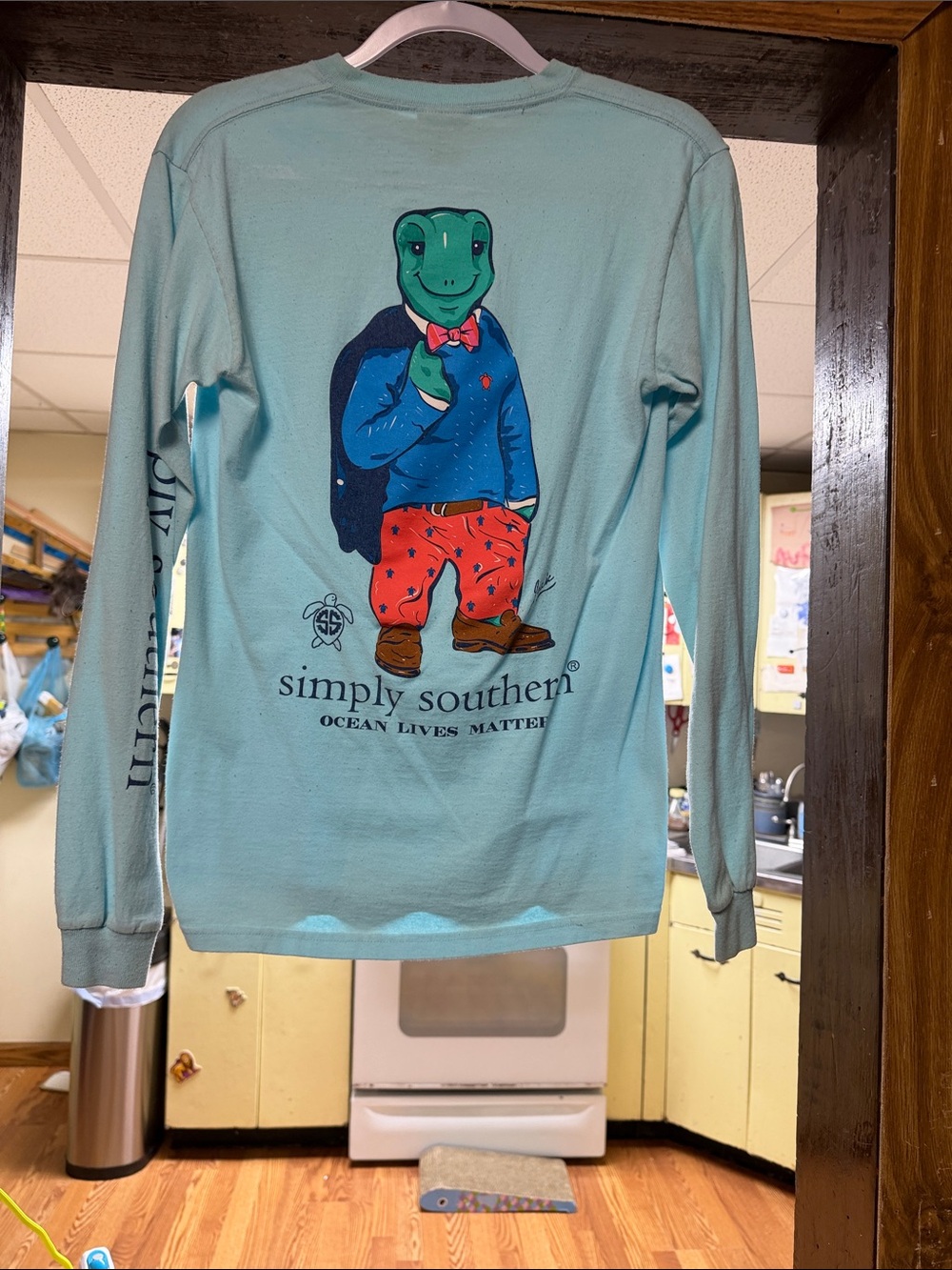Simply Southern Teal Turtle Captain Graphic Long Sleeve